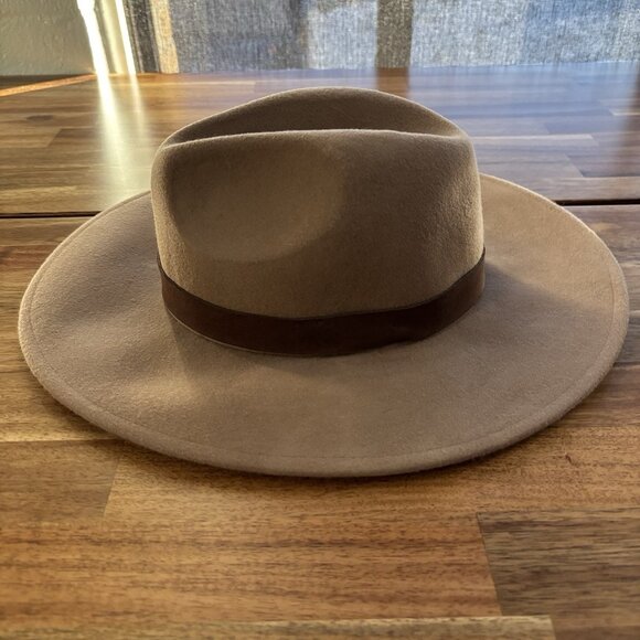 Free People 100% Wool Hat One Size Fedora Boho Festival Western Neutrals Minimal - Picture 2 of 11